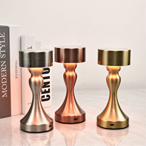 Dokunmatik Ledli Silindir Masa Lambası, Bronz, 21x9 Kahverengi