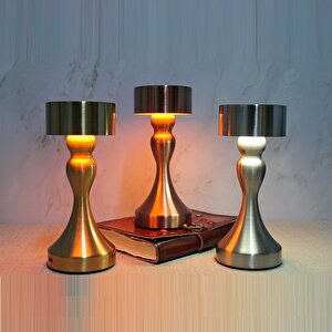 Dokunmatik Ledli Silindir Masa Lambası, Bronz, 21x9 Kahverengi