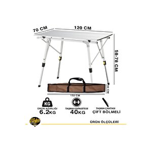 Funky Chairs Elite Xl Alüminyum Teleskopik Ayaklı Kamp Piknik Masası - Gri