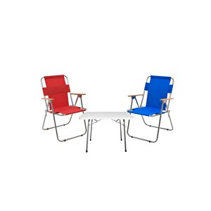 2 Adet Katlanır Piknik Kamp Sandalye Ve 45x60 Masa-piknik Seti