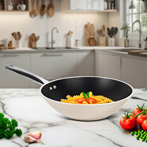 Atlanta 2 Parça Wok + Grill Tava Seti Beige