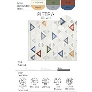 Pietra 7804 Multi Salon Halısı Yumuşak Çocuk Odası Halısı Koridor Halısı Kesme Halı Yolluk 80x150 cm