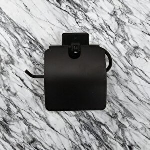 Siyah Kapaklı Tuvalet Kağıtlığı Wc Yapışkanlı Siyah Tuvalet Kağıtlığı