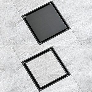 Komple Çelik Seramik Uyumlu Ankastre Yer Süzgeci 10x10 Cm Siyah Ksz101-b