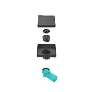 Komple Çelik Seramik Uyumlu Ankastre Yer Süzgeci 10x10 Cm Siyah Ksz101-b