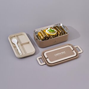 Bento Dikdörtgen Lunch Box Yemek Termosu Kahverengi 1000 Ml