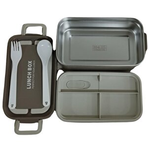 Bento Dikdörtgen Lunch Box Yemek Termosu Kahverengi 1000 Ml