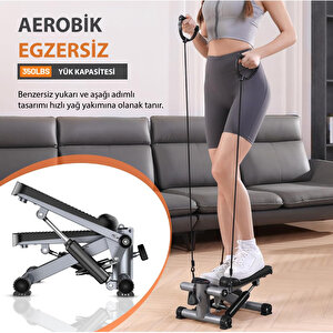 Direnç Lastikli Mini Stepper Egzersiz Aleti -kaymaz Pedallı Kardiyo Cihazı