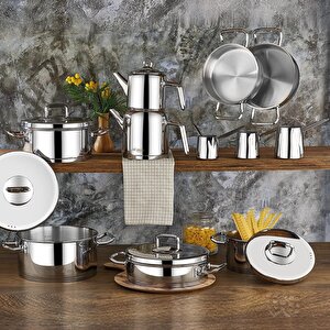 Vento Prestige 20 Parça Ideal Çeyiz Tencere Set Çelik Metal Steel Kapak Ar20867
