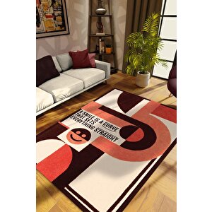 Gülümseyince Düzelir Çok Renkli Halı Geometrik Oturma Odası Halısı Minimal Salon Halı 80x120 cm