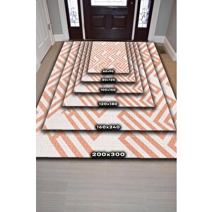 Homshtag Çıkış Yolu Turuncu Renkli Halı Geometrik Oturma Odası Halısı Modern Salon Halı