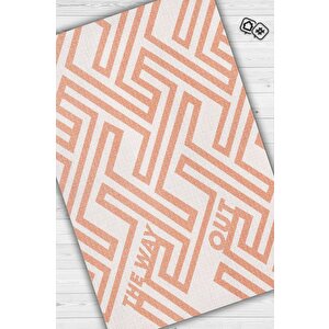 Çıkış Yolu Turuncu Renkli Halı Geometrik Oturma Odası Halısı Modern Salon Halı 80x120 cm
