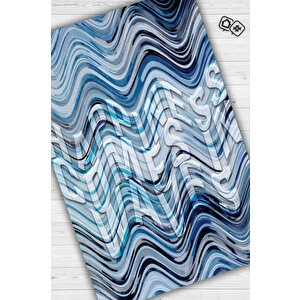 Mavi Renk Geçişli Dekoratif 3d Halı Özel Tasarım Yazılı Genç Odası Halısı Yazlık Halısı 80x120 cm