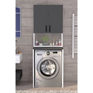 Üst Dolaplı Çok Amaçlı Çamaşır Makinesi Dolabı Antrasit