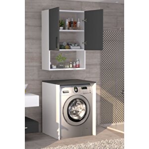 Üst Dolaplı Çok Amaçlı Çamaşır Makinesi Dolabı Antrasit