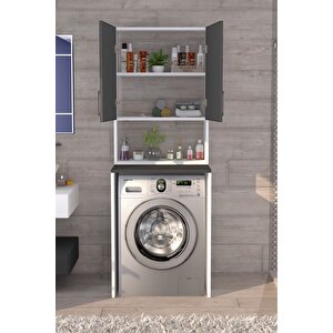 Üst Dolaplı Çok Amaçlı Çamaşır Makinesi Dolabı Antrasit