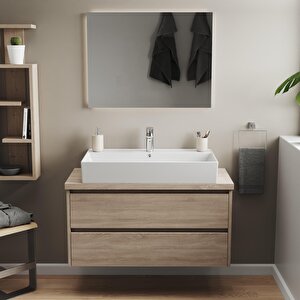 Aqua Bagno Plan Tezgah Üstü Kare Lavabo , 80 X 45 Cm., Beyaz
