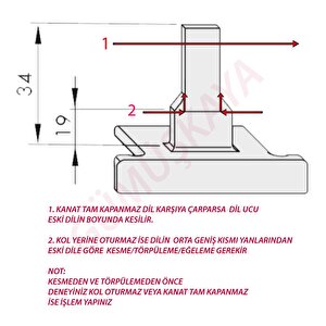Si̇ Aubi̇ Alüminyum Eksenel Pencere Kolu İÇİN DİL PARÇASI 23-34mm Üniversal (Kesim Gerekli)