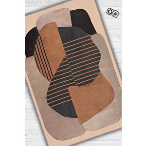 Homshtag Yaşama Sanatı Kahverengi Bej Renkli Halı Geometrik Oturma Odası Halısı Minimal Salon Halı