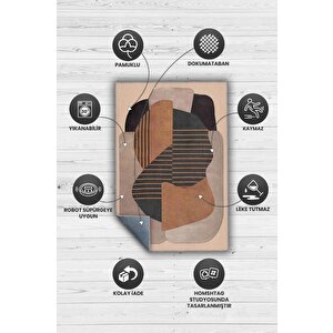 Homshtag Yaşama Sanatı Kahverengi Bej Renkli Halı Geometrik Oturma Odası Halısı Minimal Salon Halı