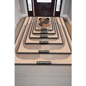 Homshtag Yaşama Sanatı Kahverengi Bej Renkli Halı Geometrik Oturma Odası Halısı Minimal Salon Halı