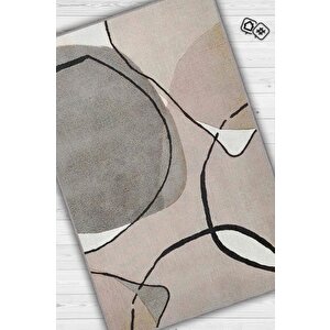 Gülümse Kahverengi Bej Renkli Halı Geometrik Oturma Odası Halısı Minimal Salon Halı 120x180 cm