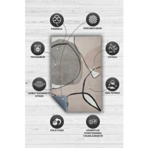 Homshtag Gülümse Kahverengi Bej Renkli Halı Geometrik Oturma Odası Halısı Minimal Salon Halı