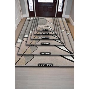 Homshtag Gülümse Kahverengi Bej Renkli Halı Geometrik Oturma Odası Halısı Minimal Salon Halı