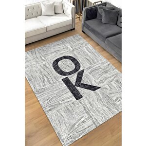 Homshtag Ok Gri Renkli Halı Geometrik Oturma Odası Halısı Minimal Salon Halı Çizgili Yazılı Halı