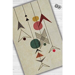 Yüksel Yazılı Minimalist Geometrik Oturma Odası Halısı Pamuklu Yıkanabilir Salon Halısı 80x120 cm