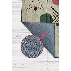 Yüksel Yazılı Minimalist Geometrik Oturma Odası Halısı Pamuklu Yıkanabilir Salon Halısı 80x120 cm