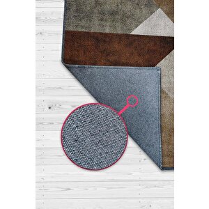 İyi Yaşam Üçgeni Kahverengi Renkli Halı Geometrik Oturma Odası Halısı Minimal Salon Halı 100x150 cm