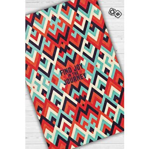Yolculuk Renkli Retro Geometrik Oturma Odası Yazlık Halı Pamuklu Yıkanabilir Salon Halısı 100x150 cm