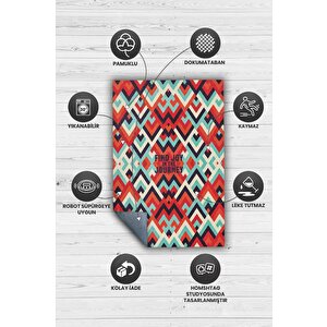 Homshtag Yolculuk Renkli Retro Geometrik Oturma Odası Yazlık Halı Pamuklu Yıkanabilir Salon Halısı