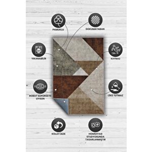Homshtag İyi Yaşam Üçgeni Kahverengi Renkli Halı Geometrik Oturma Odası Halısı Minimal Salon Halı
