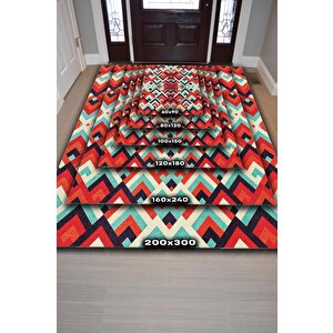 Homshtag Yolculuk Renkli Retro Geometrik Oturma Odası Yazlık Halı Pamuklu Yıkanabilir Salon Halısı