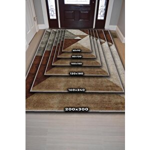 Homshtag İyi Yaşam Üçgeni Kahverengi Renkli Halı Geometrik Oturma Odası Halısı Minimal Salon Halı