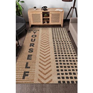 Homshtag Kendine İnan Krem Bej Renkli Halı Geometrik Oturma Odası Halısı Minimal Salon Halı
