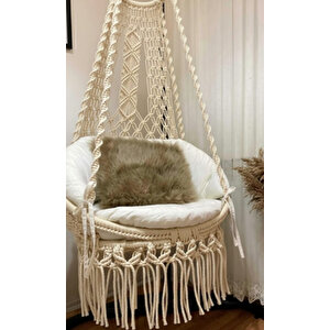 Makrome Salıncak Minderli (krem)- %100 El Işçiliği - Mi̇s38002bm