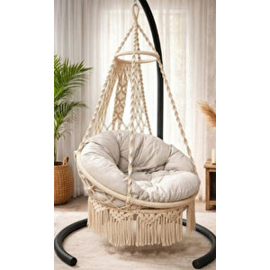 Makrome Salıncak Mindersiz (krem)- Mi̇s38002b