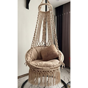 Tek Kişilik Makrome El Örgüsü Salıncak (bej) Mi̇nderli̇ Mis38002m