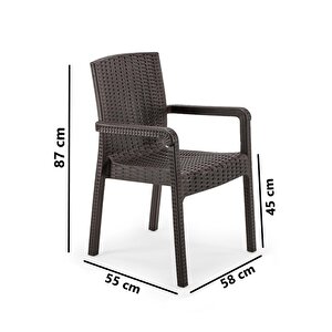 Omnipazar Sy-2527 Royale Hasır Desenli Rattan Bahçe Koltuk Sandalye 4'lü Set