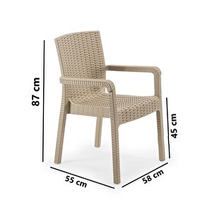 Sy-2527 Royale Hasır Desenli Rattan Bahçe Koltuk Sandalye 4'lü Set Bej