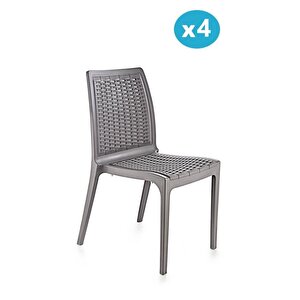 Sy-2523 Rattan Bahçe Sandalye 4'lü Set Açık Duman Grisi