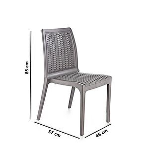 Sy-2523 Rattan Bahçe Sandalye 4'lü Set Açık Duman Grisi