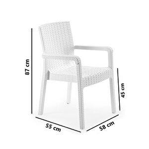 Sy-2527 Royale Hasır Desenli Rattan Bahçe Koltuk Sandalye 4'lü Set 1000 Beyaz