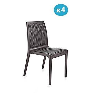 Sy-2523 Rattan Bahçe Sandalye 4'lü Set Kahverengi