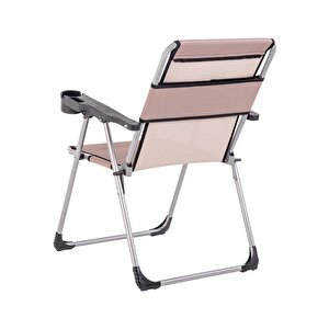 Katlanabilir Piknik Ve Kamp Sandalyesi - Bardaklıklı - Rock - Kiremit (a-28-r6)- 140kg Taşıma