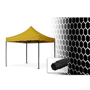 Premium Serisi Altıgen Profil Sarı 3x3 Katlanır Makaslı Çardak