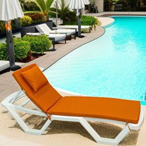 Lüks Şezlong Minderi̇ Yastıklı 5 cm Sünger Turuncu 175*55*5